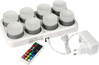 Duni LED Multicolor Mini Lampe, wiederaufladbar, 8er Set 48 x Ø 50 mm 13 Std. Weiß/Grau