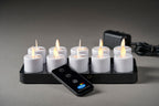LED Set Moving Flame, rechargeable, warm white, 10 pcs 38 x Ø 36 mm 25 h White